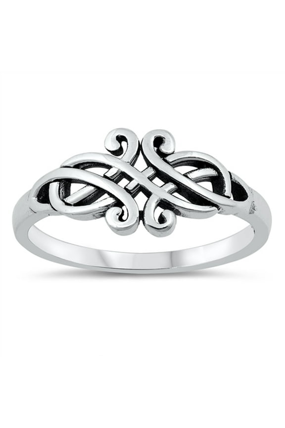 Oxidized Celtic Knot Infinity Eternal Ring .925 Sterling Silver Band Jewelry Female Male Size 6
