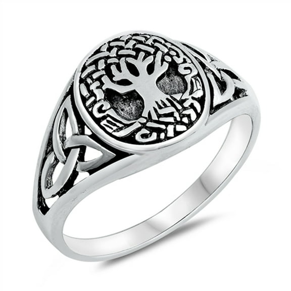 Oxidized Celtic Tree of Life Knot Ring .925 Sterling Silver Band Jewelry Female Male Unisex Size 7