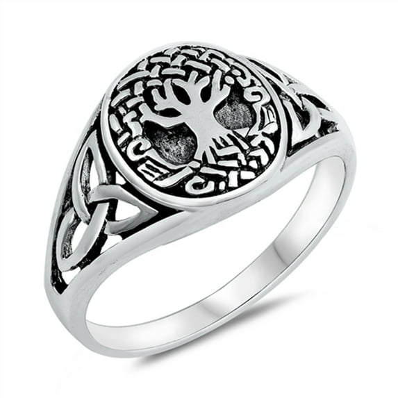 Oxidized Celtic Tree of Life Knot Ring .925 Sterling Silver Band Jewelry Female Male Unisex Size 9