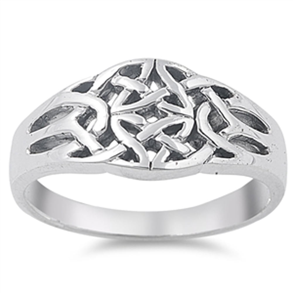 Oxidized Celtic Trinity Knot Endless Ring .925 Sterling Silver Band ...