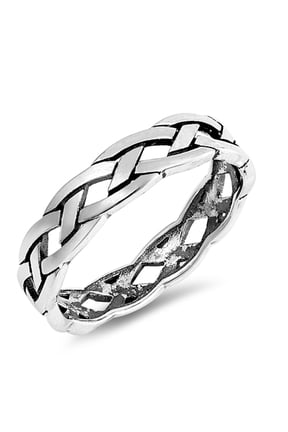 Oxidized Celtic Weave Braid Stackable Ring .925 Sterling Silver Band Jewelry Female Male Size 6
