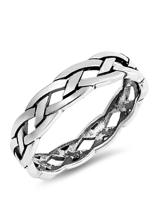 Oxidized Celtic Weave Braid Stackable Ring .925 Sterling Silver Band Jewelry Female Male Size 9