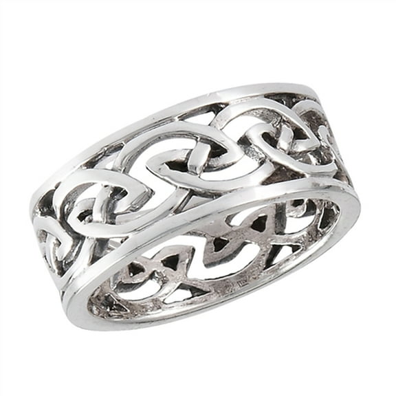 Oxidized Celtic Weave Knot Wedding Ring .925 Sterling Silver Band Jewelry Female Male Unisex Size 7