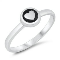 Oxidized Circle Promise Heart .925 Sterling Silver Band Jewelry Female Male Unisex Size 10