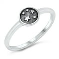 thumbnail image 1 of Oxidized Circle Star Space Ring .925 Sterling Silver Band Jewelry Female Male Unisex Size 9, 1 of 4