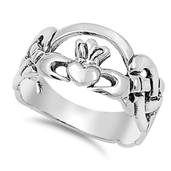Oxidized Claddagh Celtic Knot Heart Purity Ring Sterling Silver Band 925 Jewelry Female Male Size 4