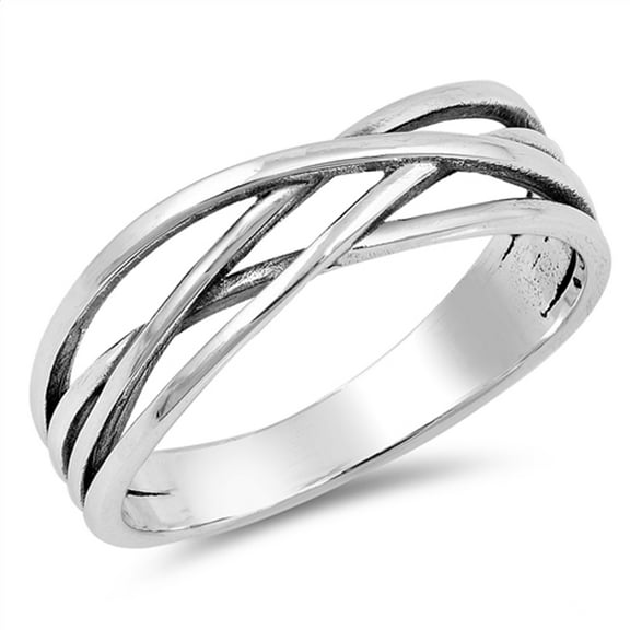 Oxidized Criss Cross Infinity Knot Ring .925 Sterling Silver Band Jewelry Female Male Unisex Size 7