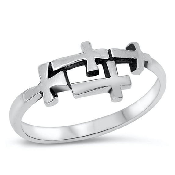 Oxidized Cross Christian Promise Ring .925 Sterling Silver Band Jewelry Female Male Unisex Size 6