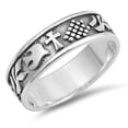 thumbnail image 1 of Oxidized Cross Dove Branch Peace Wedding Ring Sterling Silver Band 925 Jewelry Female Male Size 10, 1 of 4