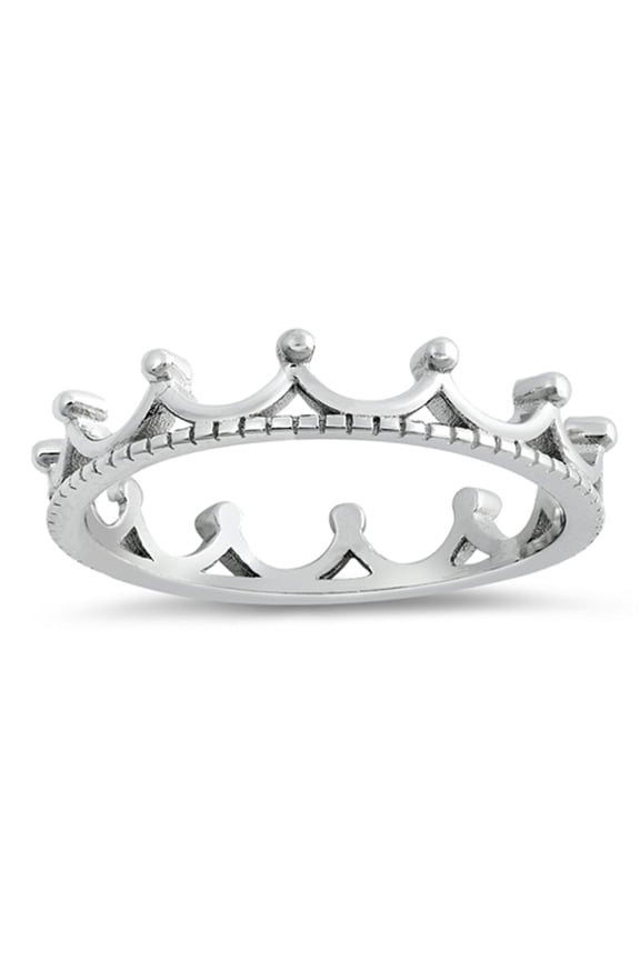 Oxidized Crown Tiara Royal Queen Ring .925 Sterling Silver Band Jewelry Female Male Unisex Size 11