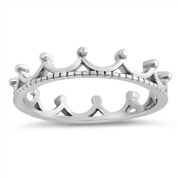 Oxidized Crown Tiara Royal Queen Ring .925 Sterling Silver Band Jewelry Female Male Unisex Size 4