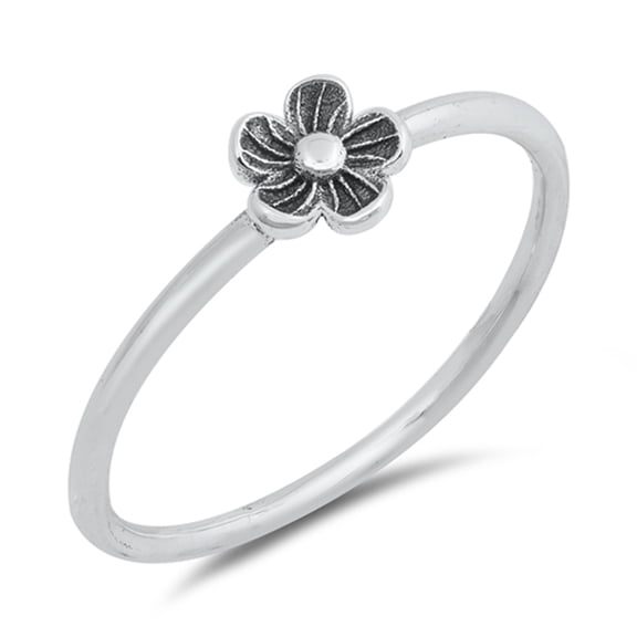 Oxidized Daisy Flower Dainty Ring .925 Sterling Silver Band Jewelry Female Male Unisex Size 4