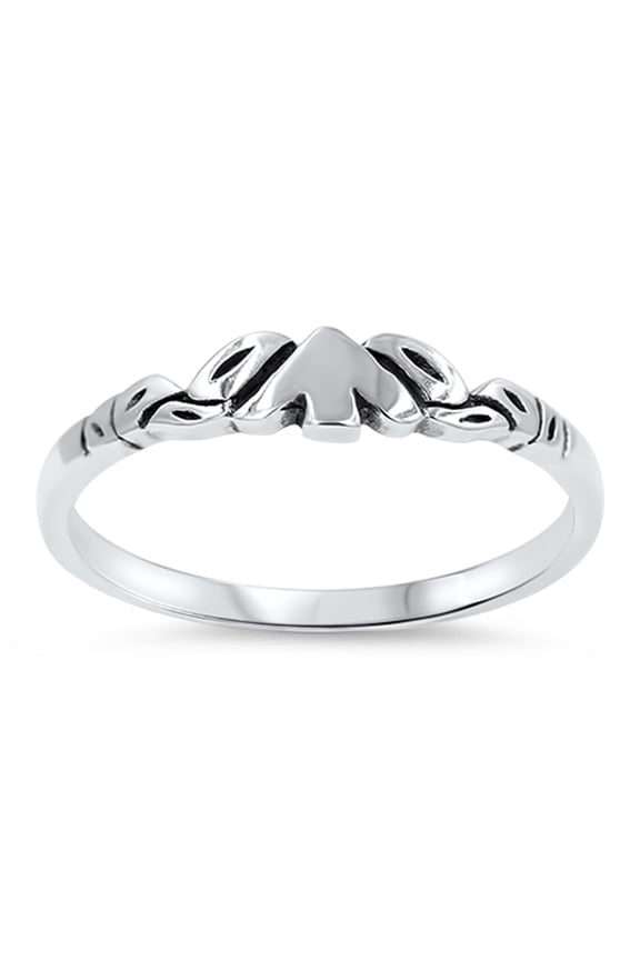 Oxidized Dove Leaf Christian Love Ring .925 Sterling Silver Band Jewelry Female Male Unisex Size 7