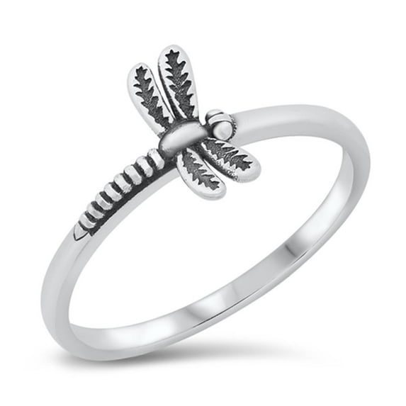 Oxidized Dragonfly Garden Ring .925 Sterling Silver Band Jewelry Female Male Unisex Size 6