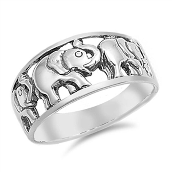 Oxidized Elephant Filigree Animal Ring .925 Sterling Silver Band Jewelry Female Male Unisex Size 5