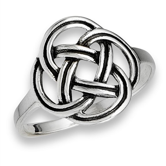 Oxidized Endless Celtic Knot Weave Ring .925 Sterling Silver Band Jewelry Female Male Unisex Size 7
