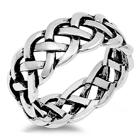 Oxidized Endless Eternity Weave Wedding Ring 925 Sterling Silver Band Jewelry Female Male Size 5