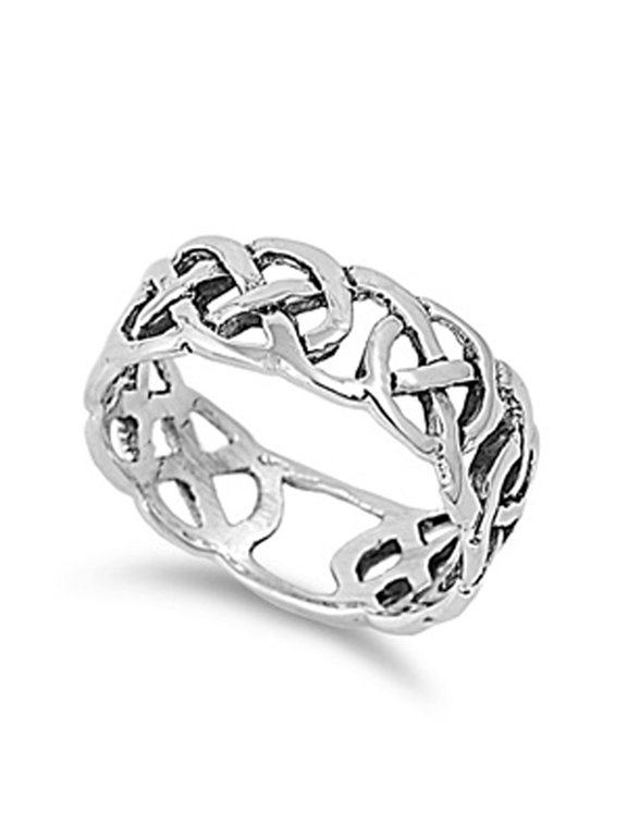 Oxidized Eternity Celtic Endless Knot Ring .925 Sterling Silver Band Jewelry Female Male Size 9