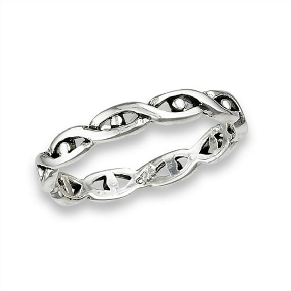 Oxidized Eternity Infinity Knot Evil Eye Ring Sterling Silver Band 925 Jewelry Female Male Size 4.5