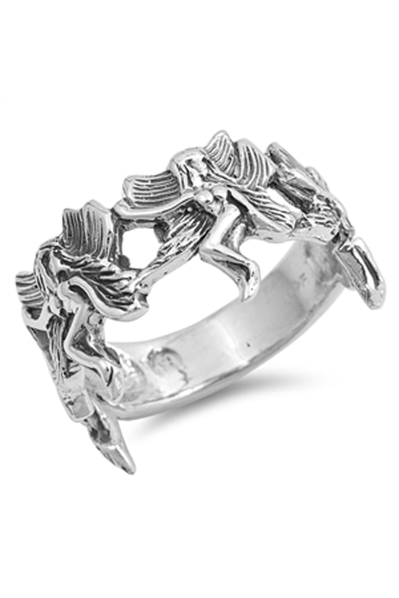 Oxidized Fairy Wing Mystical Ring .925 Sterling Silver Band Jewelry Female Male Unisex Size 4