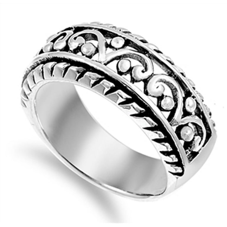 Sterling Silver Bali Swirl Band Rings Sterling Silver Bali Swirl Band Rings