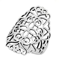 Oxidized Filigree Cutout Cross Wide Ring 925 Sterling Silver Band Jewelry Female Male Unisex Size 10