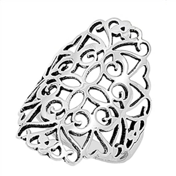 Oxidized Filigree Cutout Cross Wide Ring 925 Sterling Silver Band Jewelry Female Male Unisex Size 10