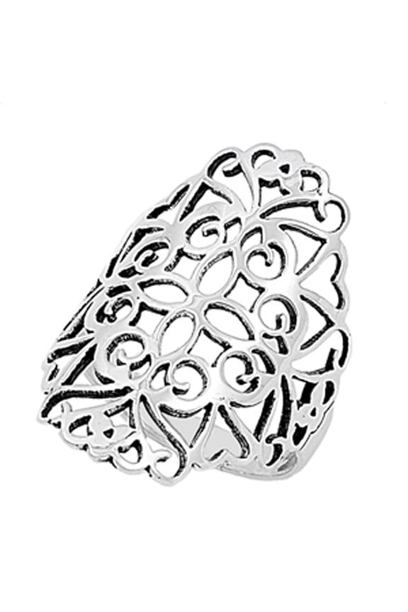 Oxidized Filigree Cutout Cross Wide Ring 925 Sterling Silver Band Jewelry Female Male Unisex Size 5