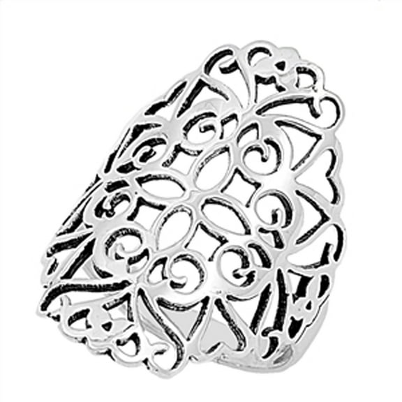 Oxidized Filigree Cutout Cross Wide Ring 925 Sterling Silver Band Jewelry Female Male Unisex Size 8