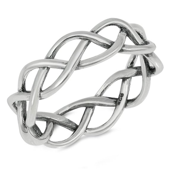Oxidized Filigree Infinity Knot Wedding Ring 925 Sterling Silver Band Jewelry Female Male Size 9