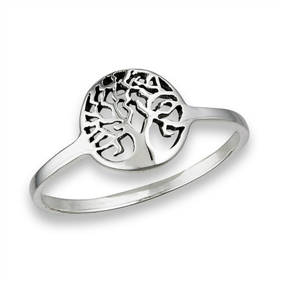 Oxidized Filigree Tree of Life Ring .925 Sterling Silver Band Jewelry Female Male Unisex Size 8