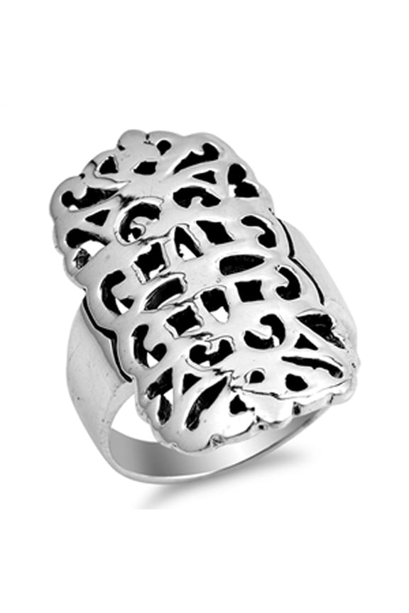 Oxidized Filigree Wide Long Celtic Ring .925 Sterling Silver Band Jewelry Female Male Unisex Size 9