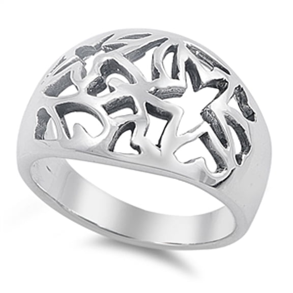 Oxidized Floral Filigree Cutout Ring ( Sizes 6 7 8 9 10 ) New .925 Sterling Silver Band Rings (Size 9)
