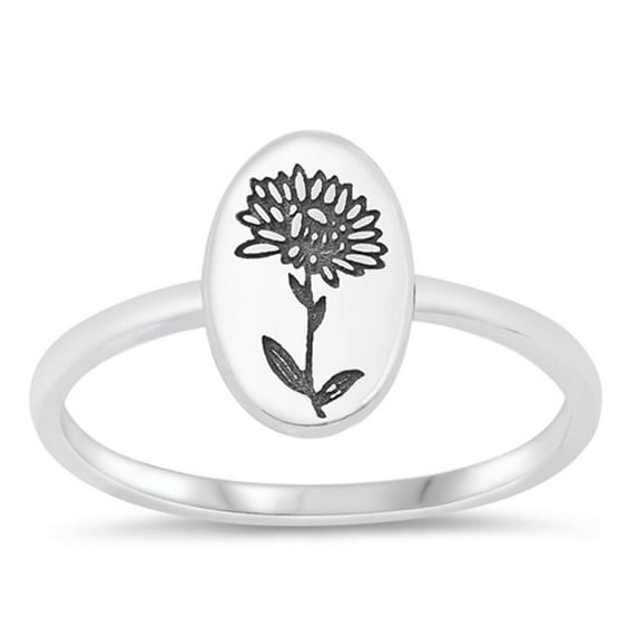 Oxidized Flower Daisy Ring .925 Sterling Silver Band Jewelry Female Male Unisex Size 8