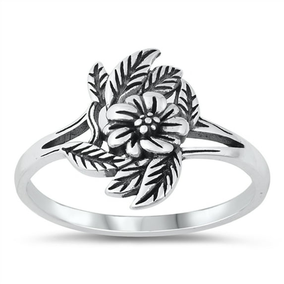 Oxidized Flower Leaves Ring .925 Sterling Silver Band Jewelry Female Male Unisex Size 10