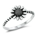 thumbnail image 1 of Oxidized Flower Rope Ring .925 Sterling Silver Band Jewelry Female Male Unisex Size 6, 1 of 4