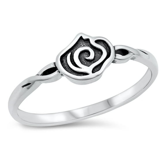 Oxidized Gothic Rose Ring .925 Sterling Silver Bali Band Jewelry Female Male Unisex Size 7