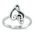 thumbnail image 1 of Oxidized Heart Music Love Clef Note Ring .925 Sterling Silver Band Jewelry Female Male Unisex Size 4, 1 of 4