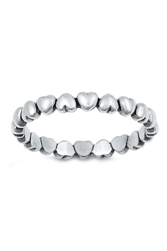 Oxidized Heart Stackable Purity Love Ring .925 Sterling Silver Band Jewelry Female Male Size 8