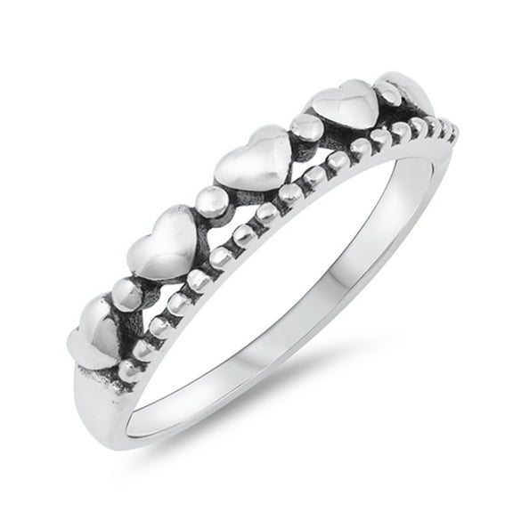 Oxidized Heart Tiara Promise Purity Ring 925 Sterling Silver Band Jewelry Female Male Unisex Size 9