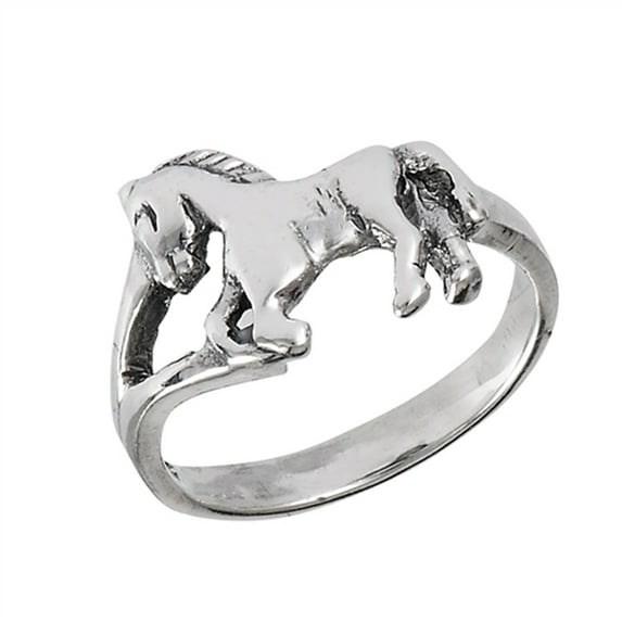 Oxidized Horse Pony Animal Ring .925 Sterling Silver Band Jewelry Female Male Unisex Size 3