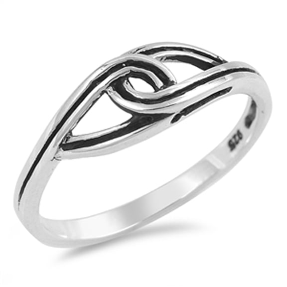 Oxidized Infinity Love Knot Loop Wave Ring .925 Sterling Silver Band Jewelry Female Male Size 7