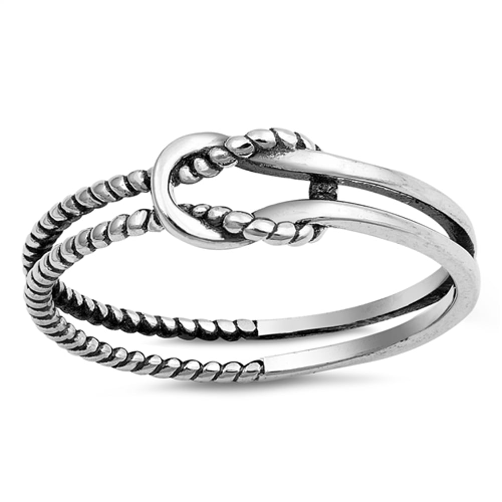 Oxidized Infinity Love Knot Rope Loop Ring .925 Sterling Silver Band  Jewelry Female Male Size 4 - Walmart.com, image size:1001x1001