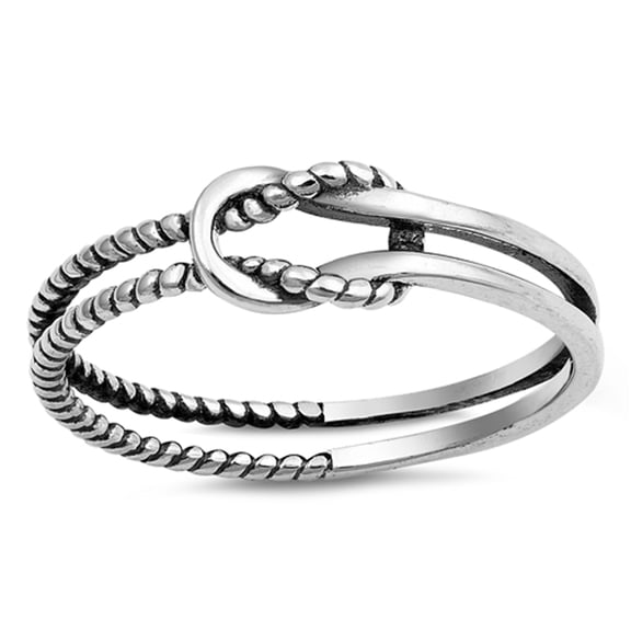 Oxidized Infinity Love Knot Rope Loop Ring .925 Sterling Silver Band Jewelry Female Male Size 6