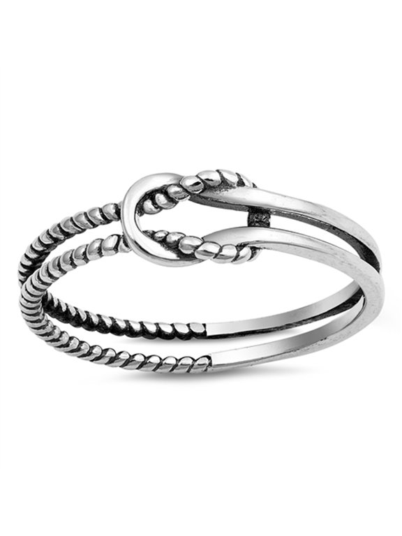 Oxidized Infinity Love Knot Rope Loop Ring .925 Sterling Silver Band Jewelry Female Male Size 6