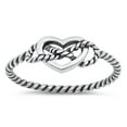 thumbnail image 1 of Oxidized Infinity Rope Love Knot Heart Ring .925 Sterling Silver Band Jewelry Female Male Size 4, 1 of 4