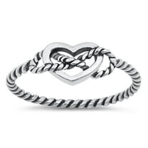 Oxidized Infinity Rope Love Knot Heart Ring .925 Sterling Silver Band Jewelry Female Male Size 5