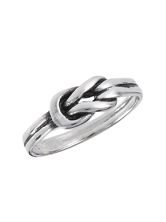 Oxidized Knot Loop Belt Buckle Ring .925 Sterling Silver Band Jewelry Female Male Unisex Size 6