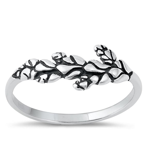 Oxidized Leaves Branch Ring .925 Sterling Silver Band Jewelry Female Male Unisex Size 9
