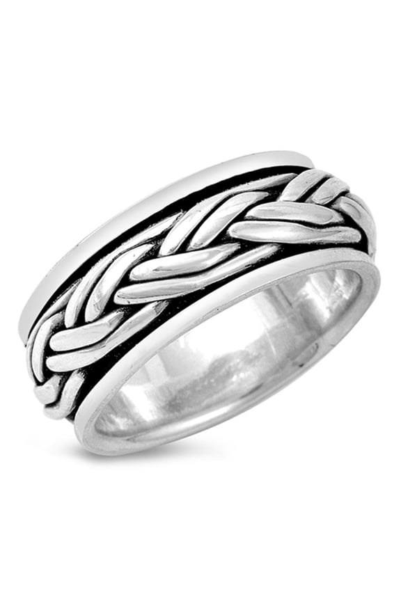 Oxidized Men's Celtic Spinner Wedding Ring Sterling Silver Rope Band 925 Jewelry Female Male Size 5